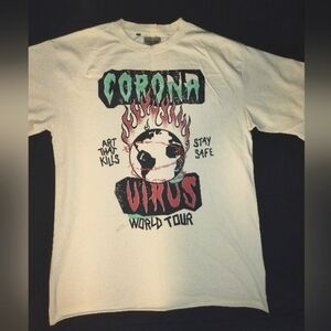 Men’s Large Tan Gallery Dept Corona World Tour Double Sided Graphic T-Shirt